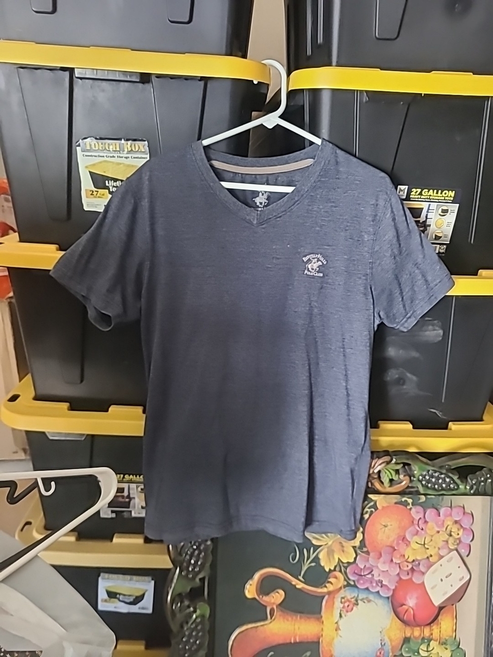 Beverly Hills Polo Club Men's V-Neck Short Sleeve Shirt - Navy Blue